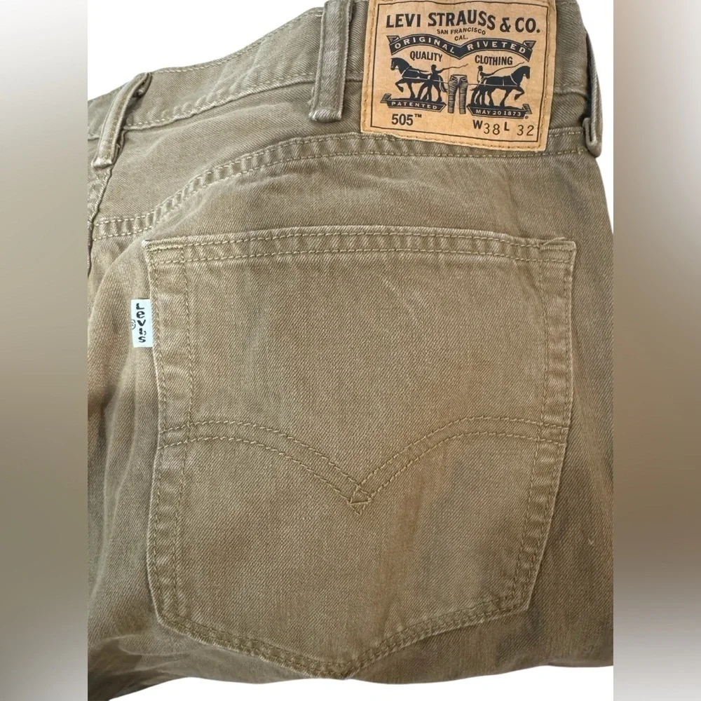 Levi's 505™ Straight-Fit Stretch Slub Twill Jeans Men’s Size 38x32 Brown Camel